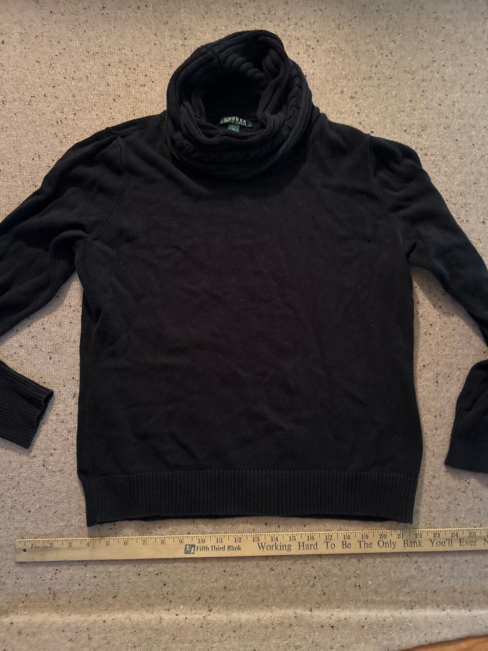 Lauren Ralph Lauren Cowl Neck Cotton Sweater Womens Black XL heritage